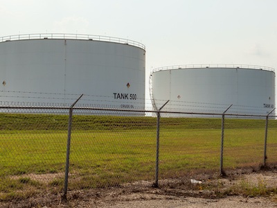 Oil storage tank at a refinery in the Greater Houston, Texas area