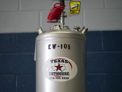 Eyewashing stations rented by Texas Outhouse can also be used as emergency shower for customers in Houston, Texas