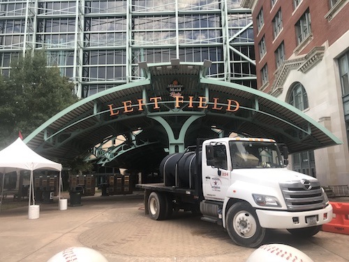Barricade rentals being used at Minute Maid Park in Houston, TX.