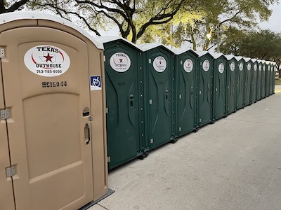 Texas Outhouse portable toilet that can be rented through a long-term portable toilet rental