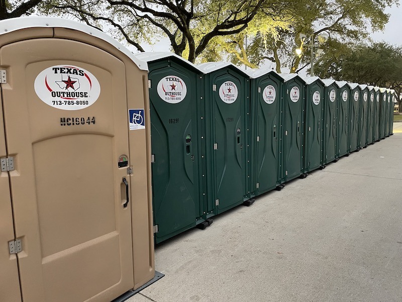 Portable toilets that were rented for a special event on a tight deadline