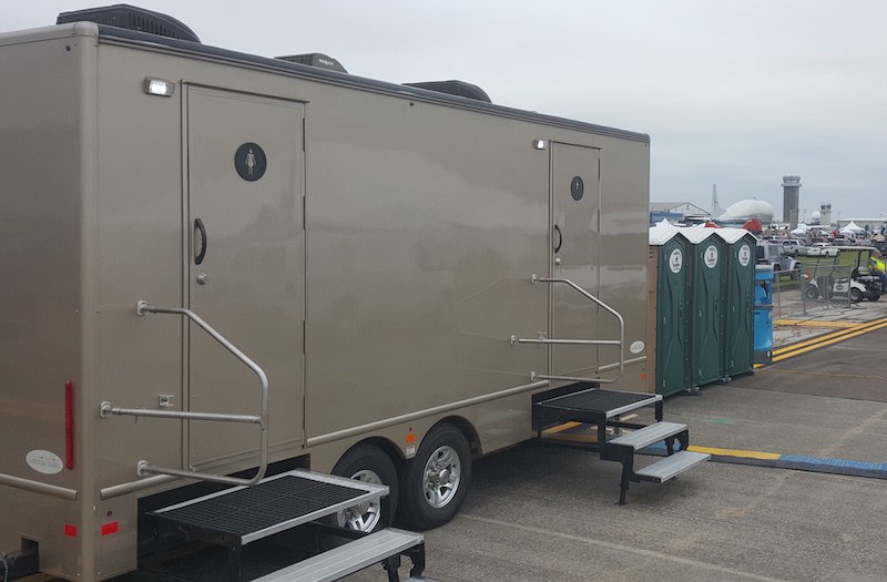A restroom trailer is available for long-term rentals through Texas Outhouse.
