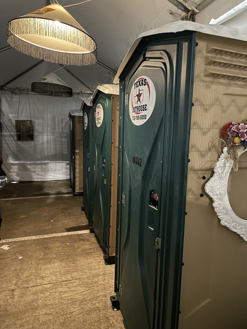 A Texas Outhouse portable toilet accessible for women