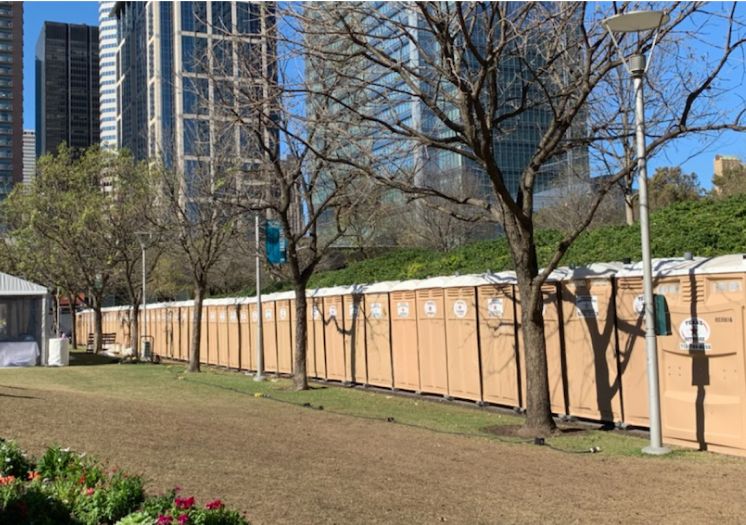 Line of portable toilets