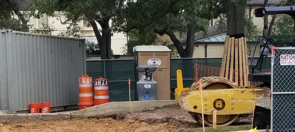 Texas Outhouse long-term rentals at the construction job site
