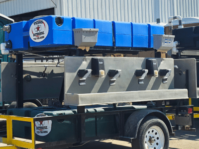 Texas Outhouse portable wash station positioned outside of a construction site